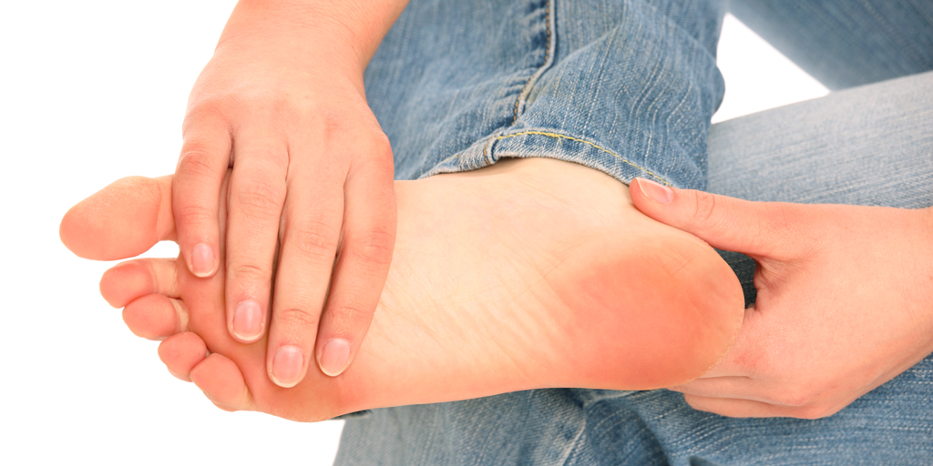Plantar fasciitis can cause aches and pains in the feet.
